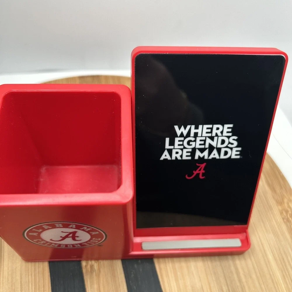NCAA Wireless Phone Charging Stand & Desktop Organizer, Alabama Crimson Tide Red